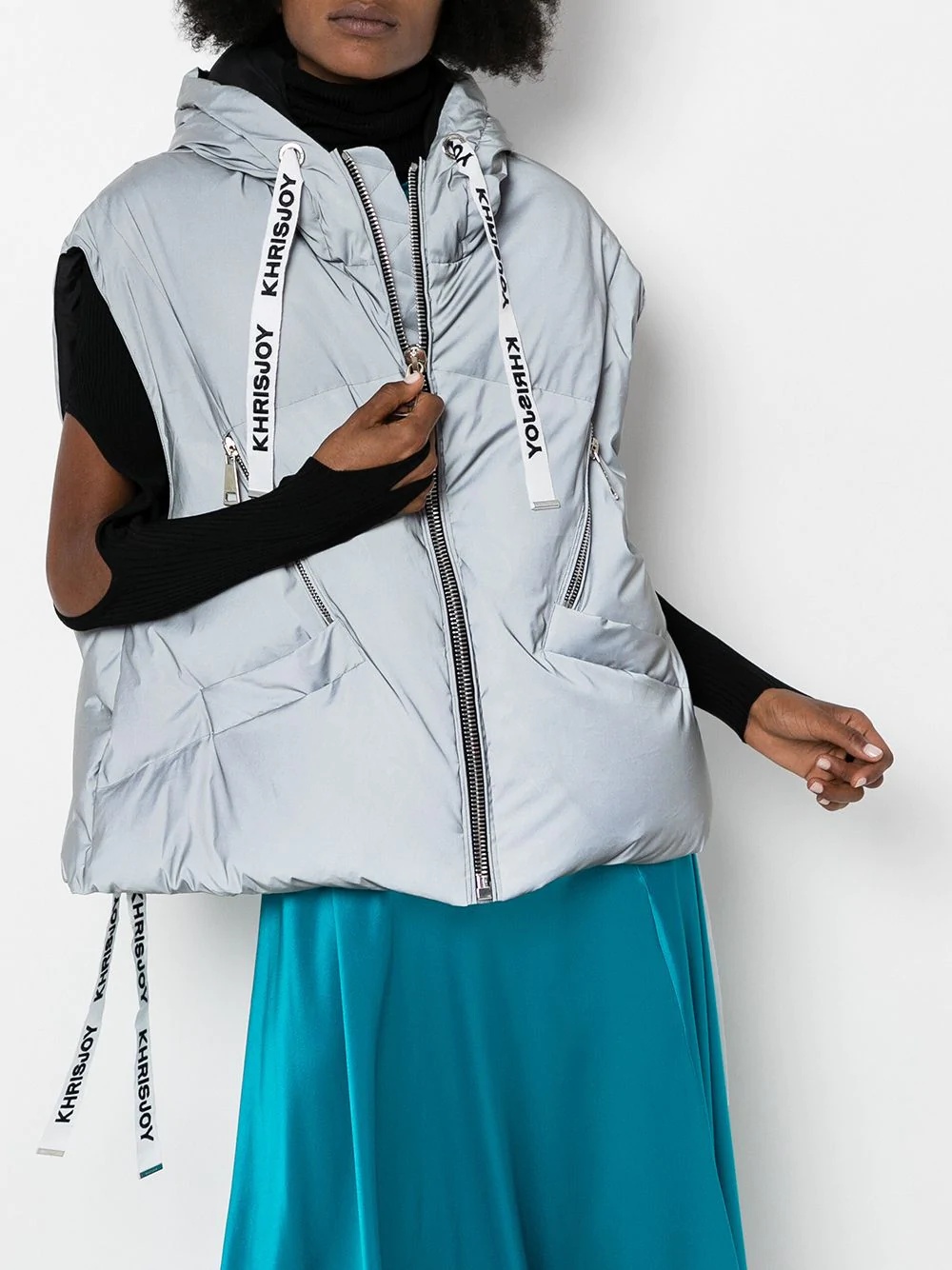 hooded sleeveless puffer jacket - 2