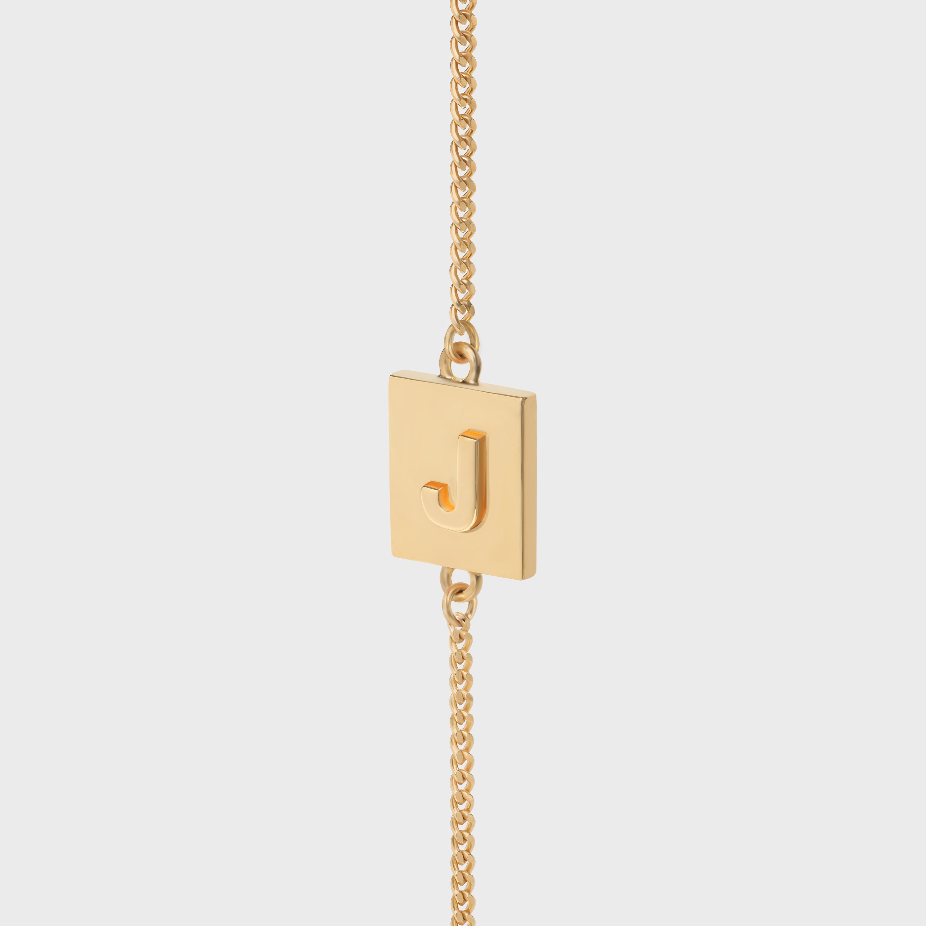 Alphabet J Bracelet in Brass with Gold Finish - 1