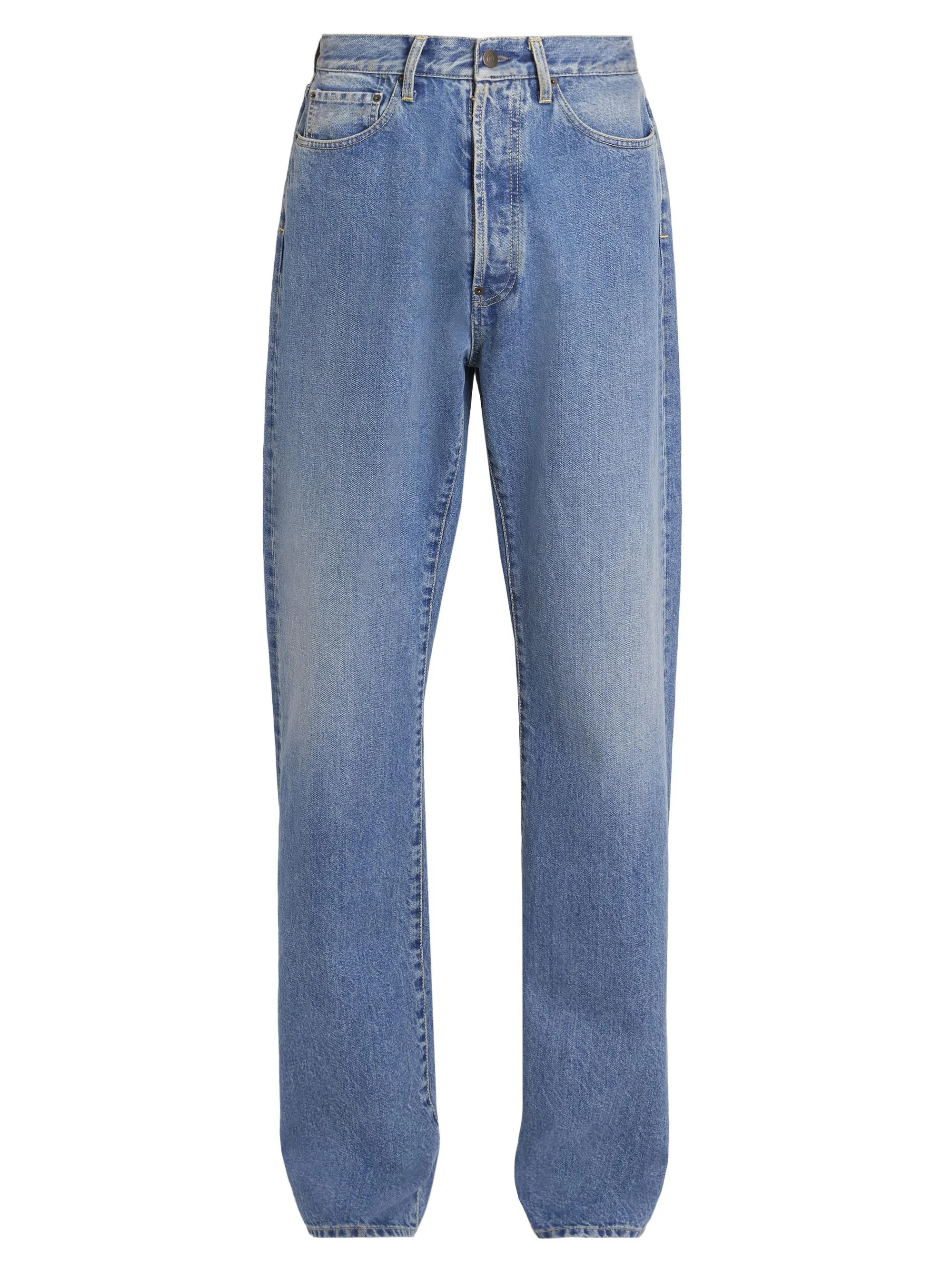 Men's Denim Five-Pocket Straight-Leg Jeans - Medium Blue - 1