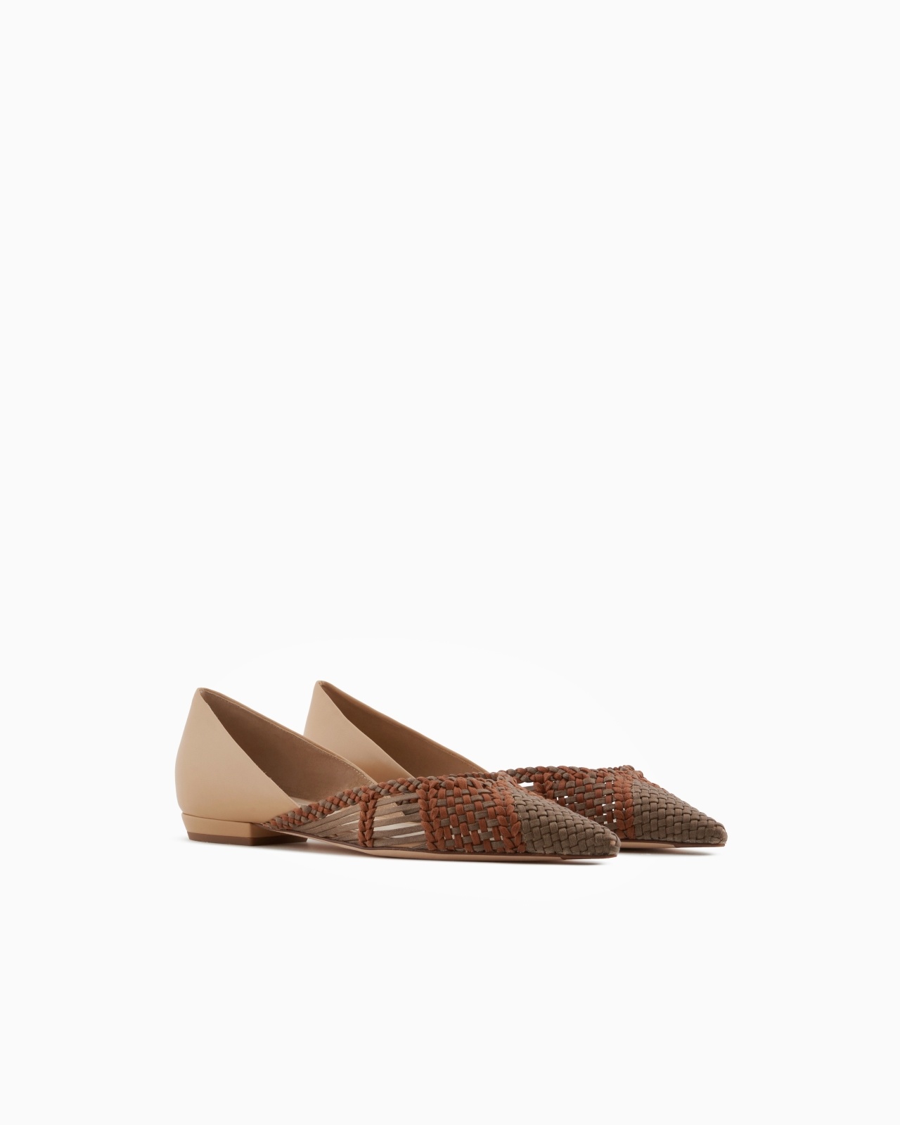 WOVEN LEATHER POINTED BALLERINAS - 2