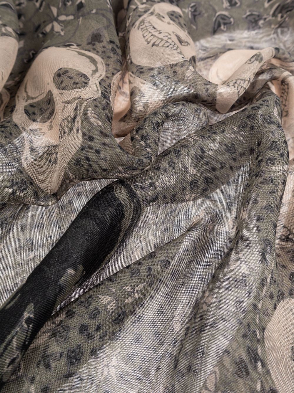 skull-print fringed scarf - 3