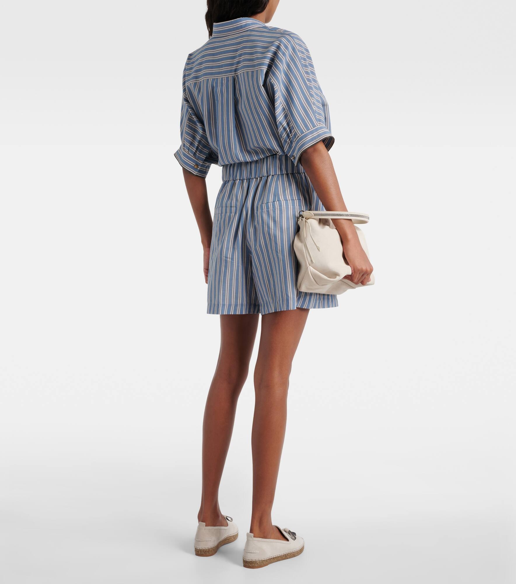 Striped cotton and silk shorts - 3