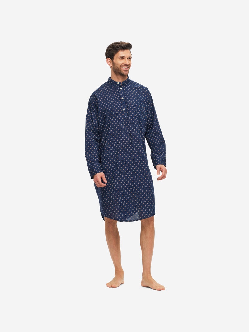 Men's Nightshirt Nelson 90 Cotton Batiste Navy - 3