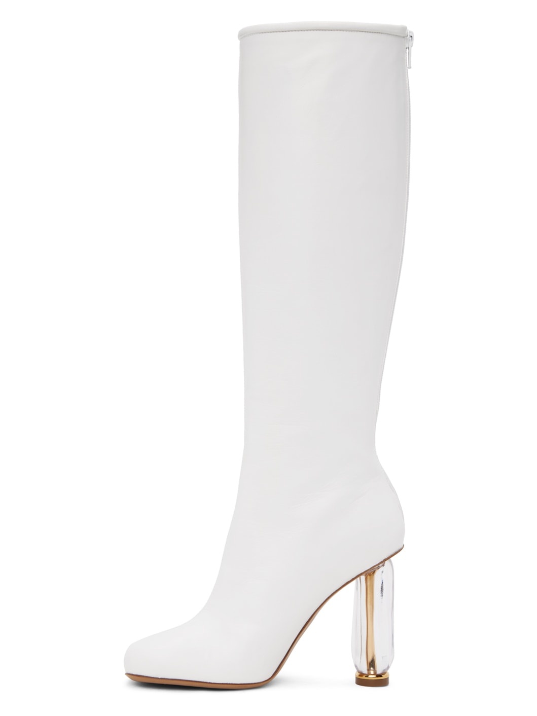 White Cylindrical Heel Boots - 3