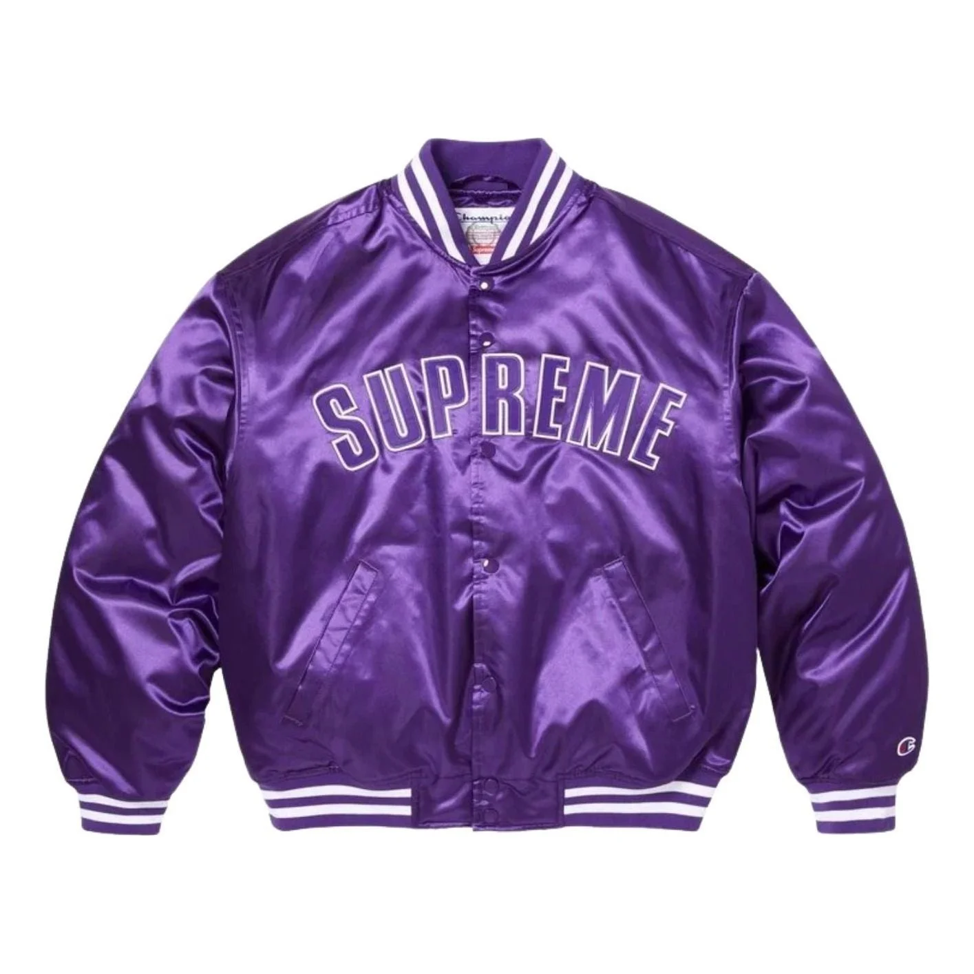 Supreme x Champion SS26 Satin Varsity Jacket 'Purple' SUP-SS26-170-PUR - 1