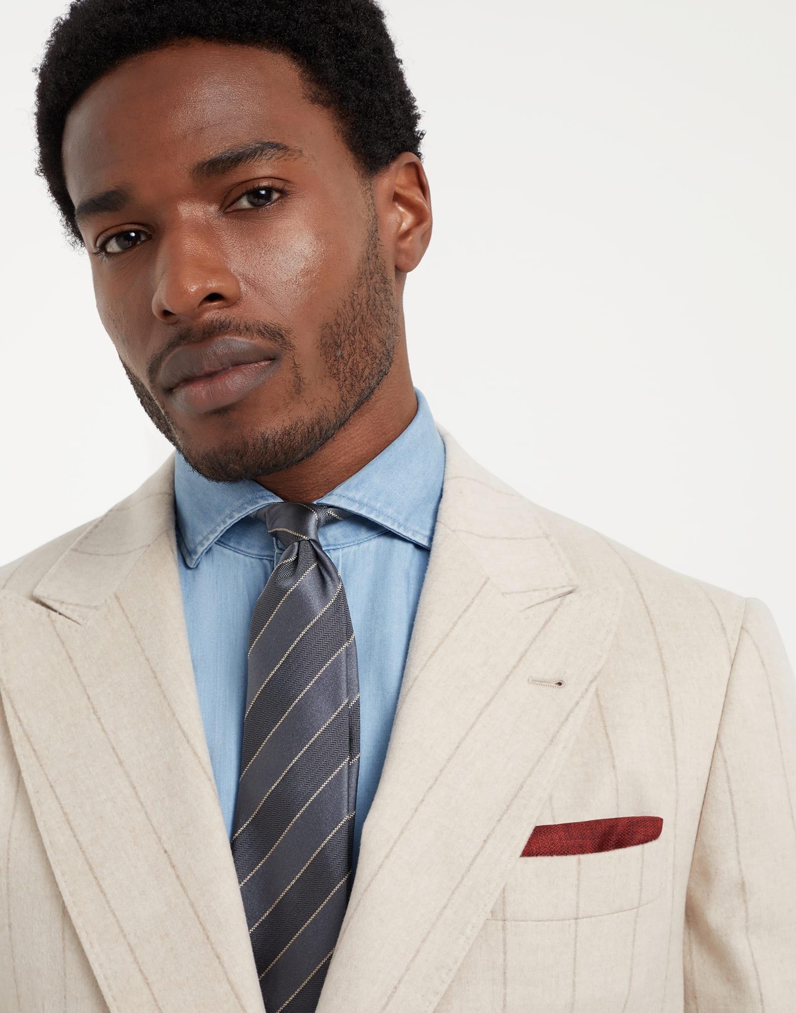 Striped silk chevron tie - 3