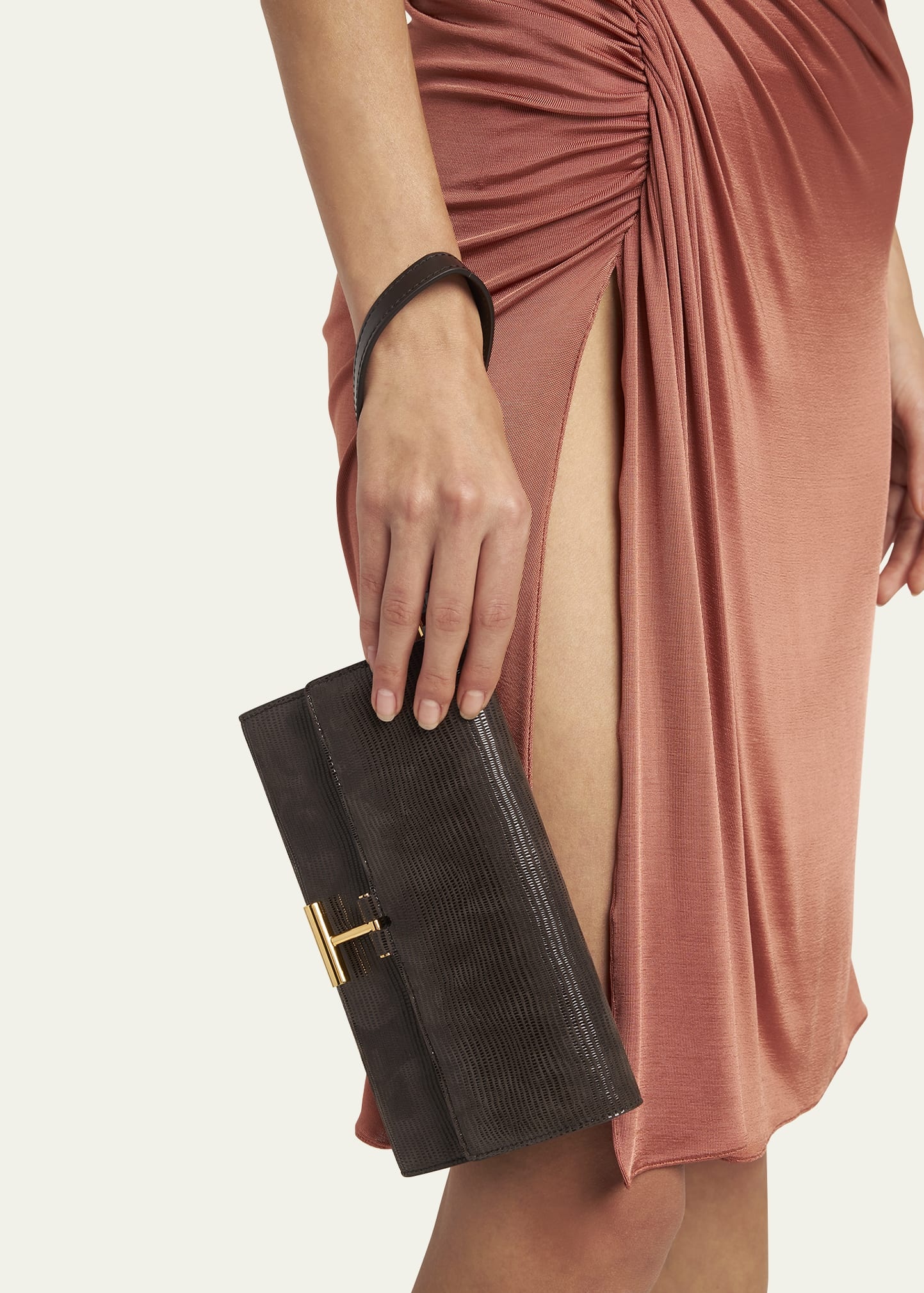 Tara Pouch Wristlet in Lizard-Embossed Leather - 2
