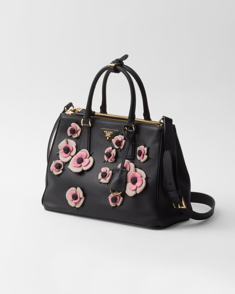 Prada Large Prada Galleria leather bag with floral appliqués outlook