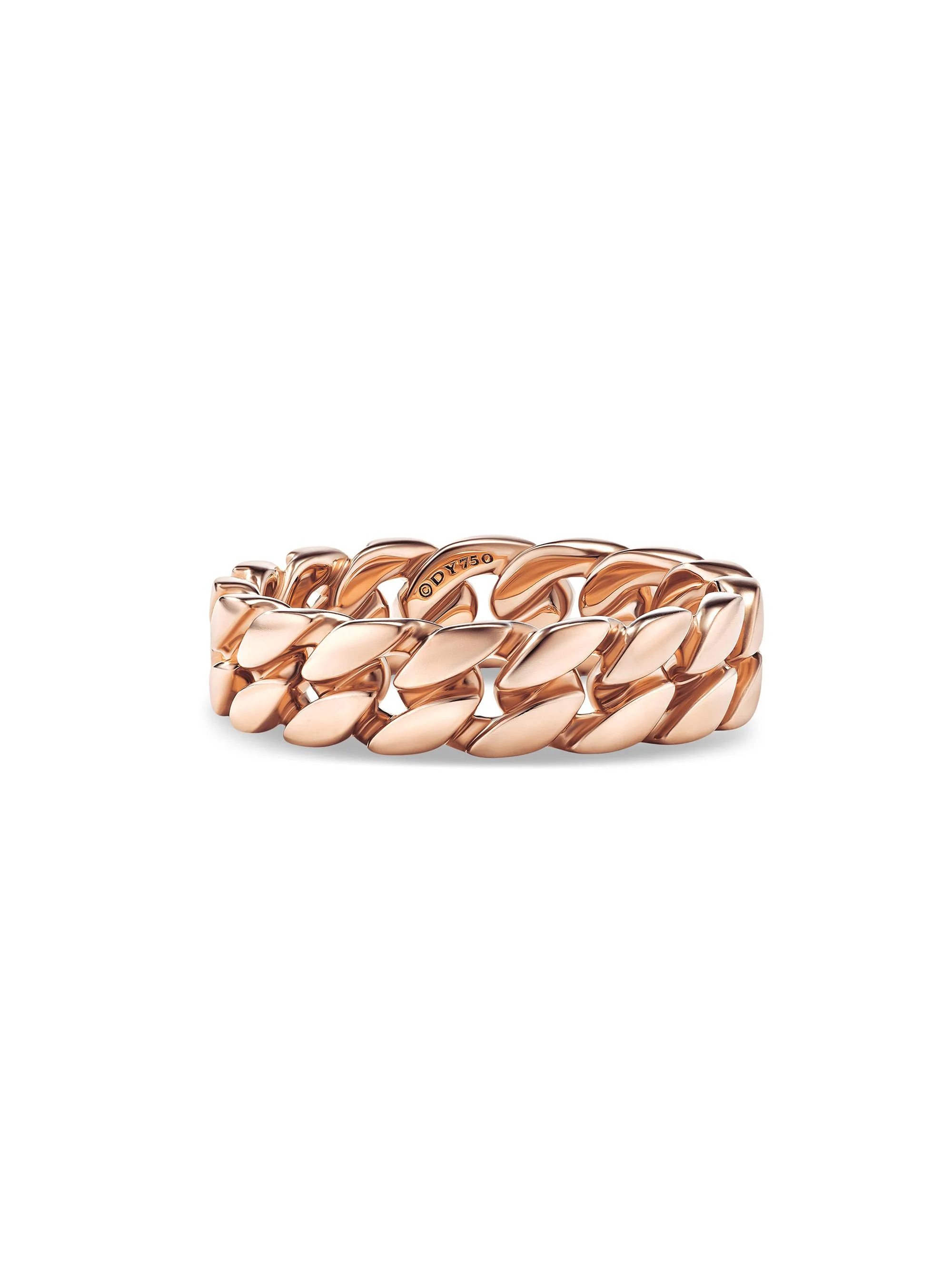 Men's Curb Chain Band Ring in 18K Rose Gold, 6MM - Gold - 1