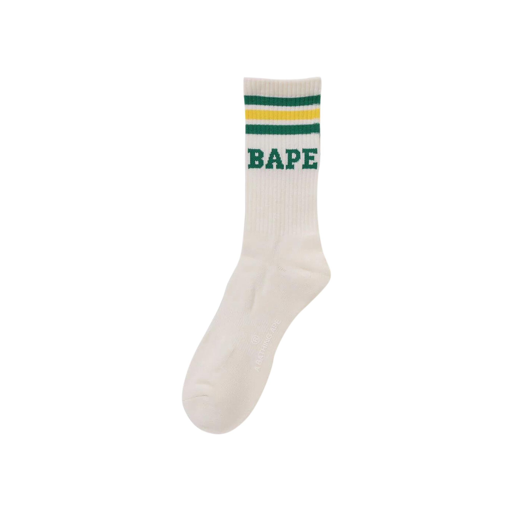 BAPE Stripe Socks 'Green/Yellow' - 1