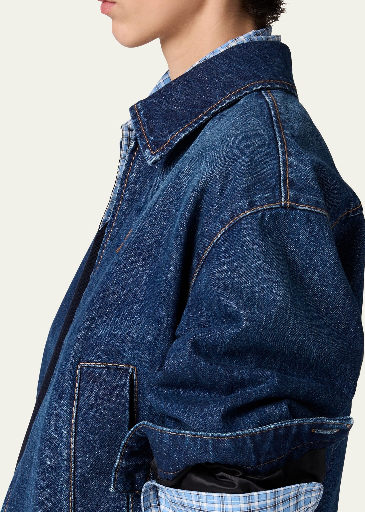 Oversized Zip-Up Denim Jacket - 5