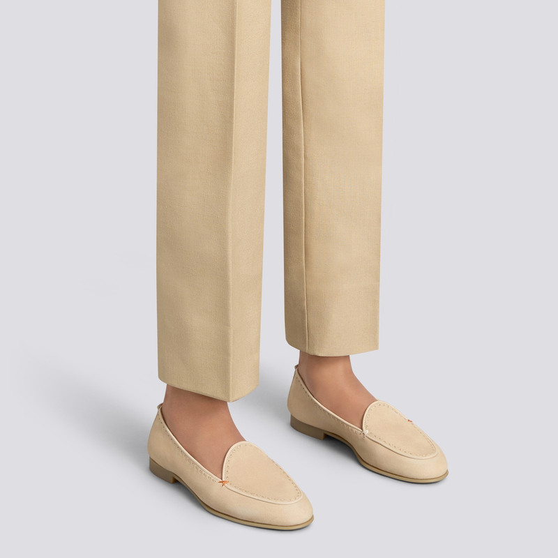 Santoni Women's beige suede loafer outlook