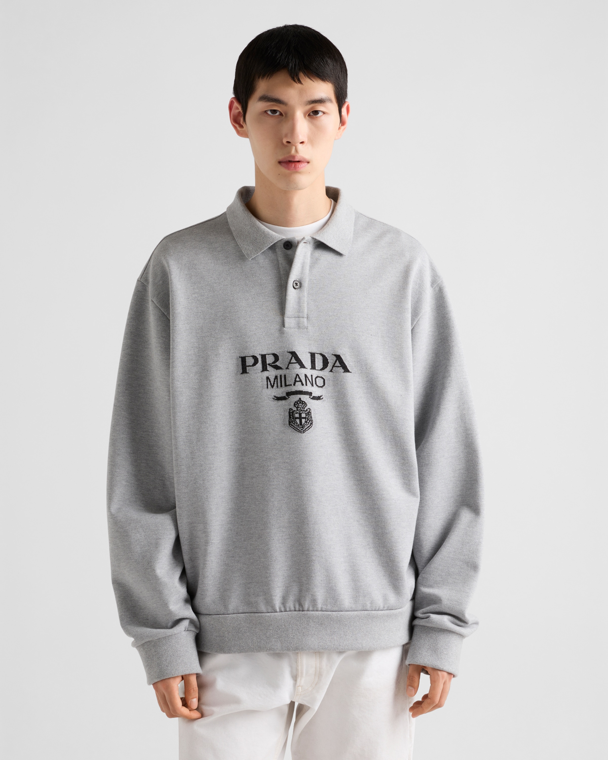 Long-sleeved cotton polo shirt - 3