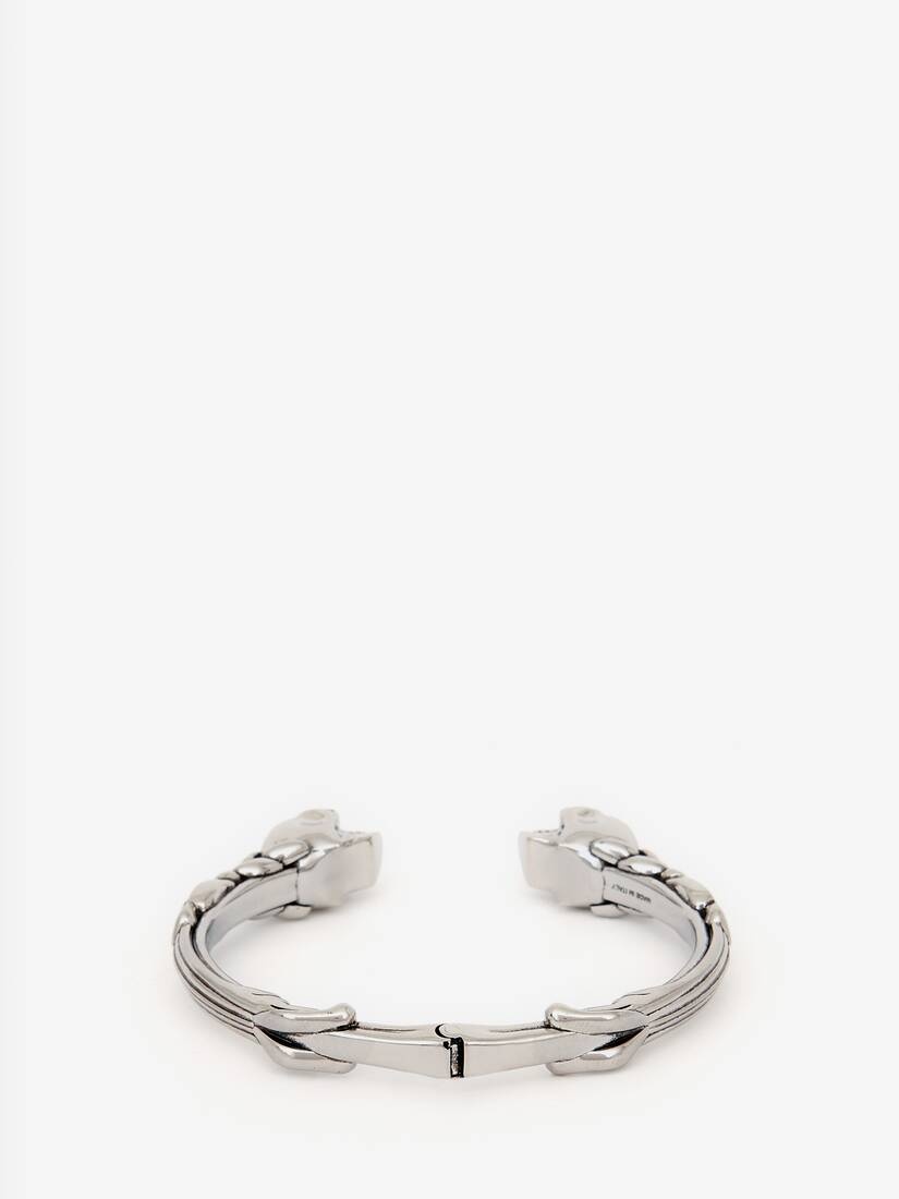 Twin Textured Skull Bracelet in Silver - 2