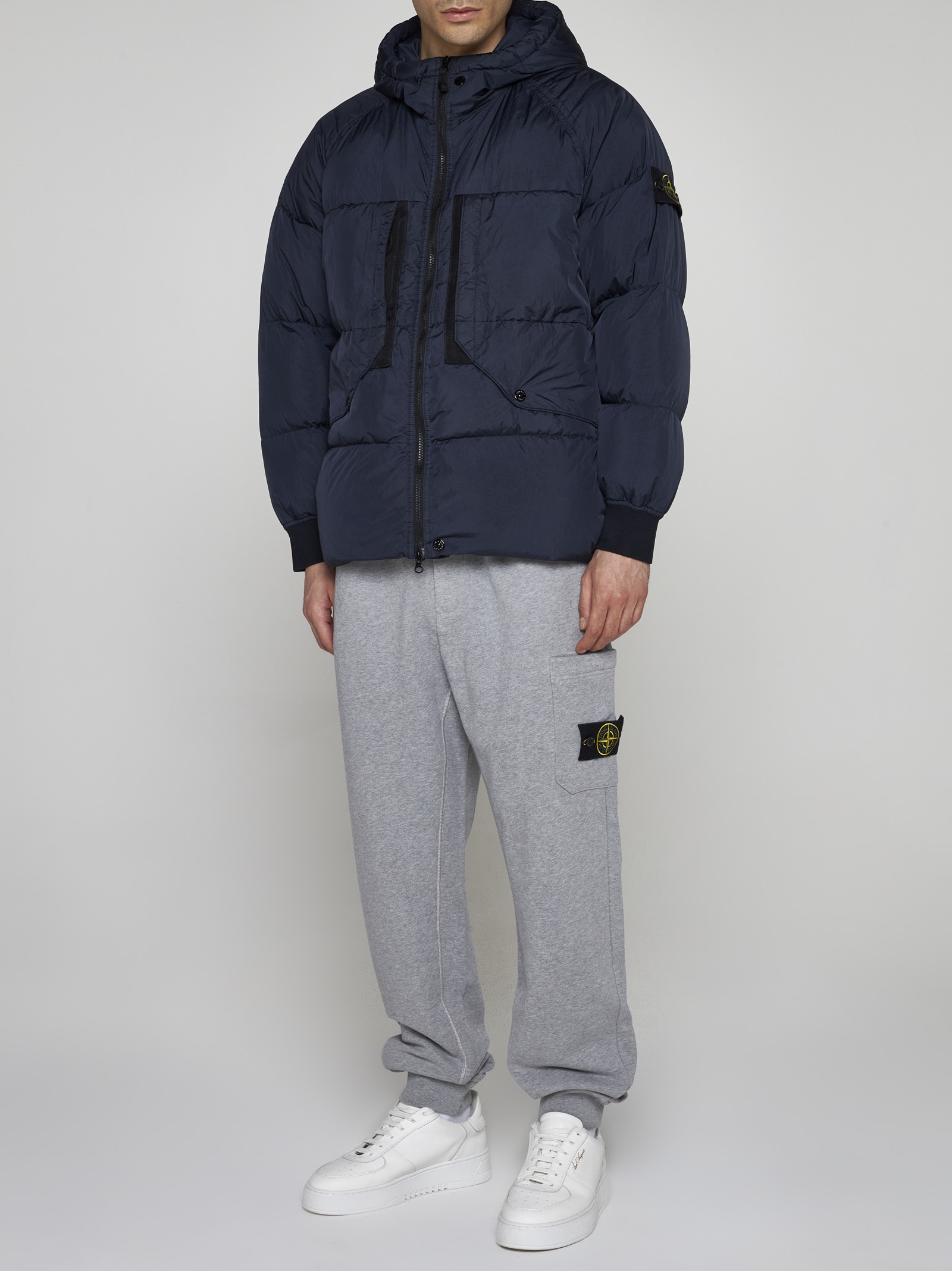Stone Island Hooded quilted nylon down jacket | REVERSIBLE