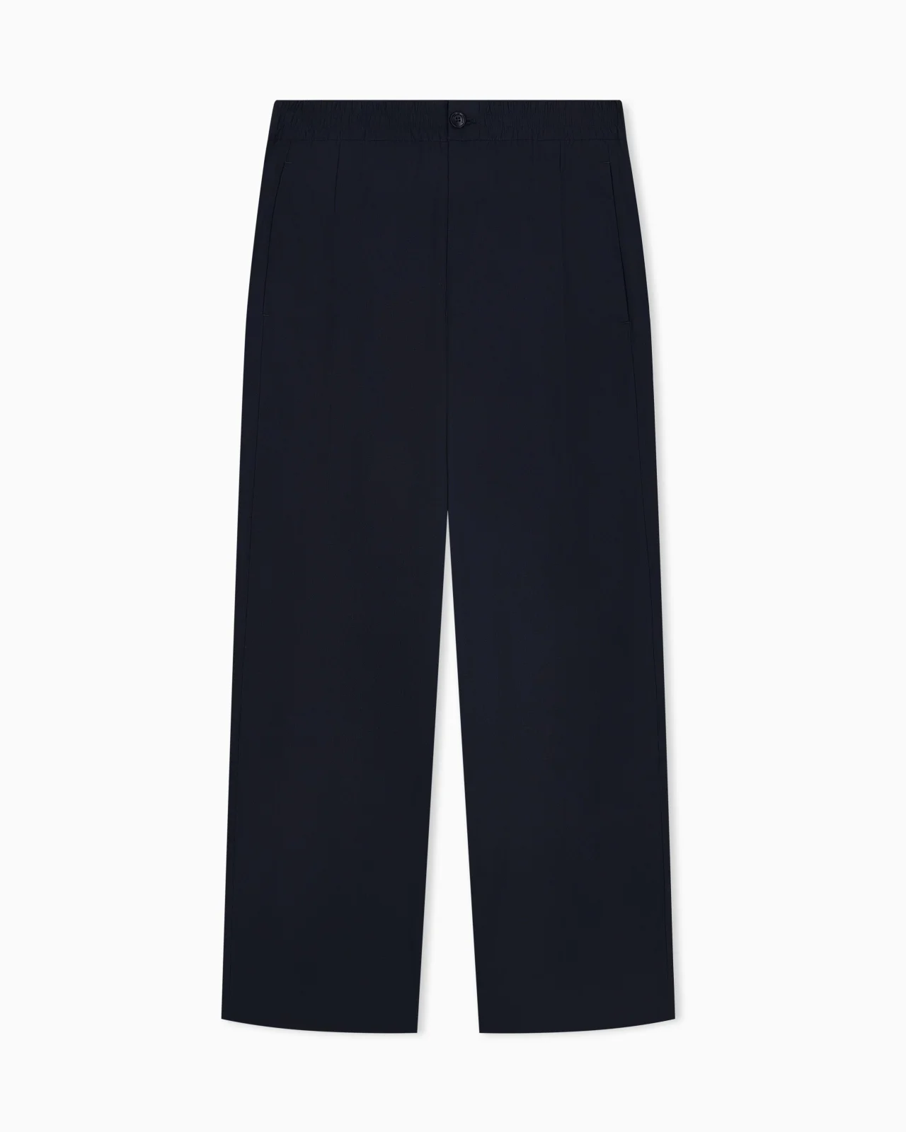 REGULAR FIT COTTON POPLIN TROUSERS WITH ELASTICATED WAIST - 1