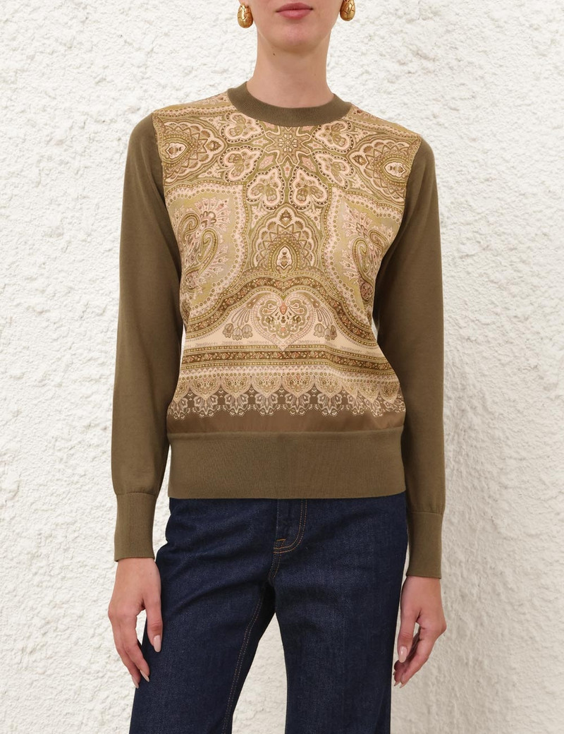 Zimmermann LUNA PRINTED SILK SWEATER outlook