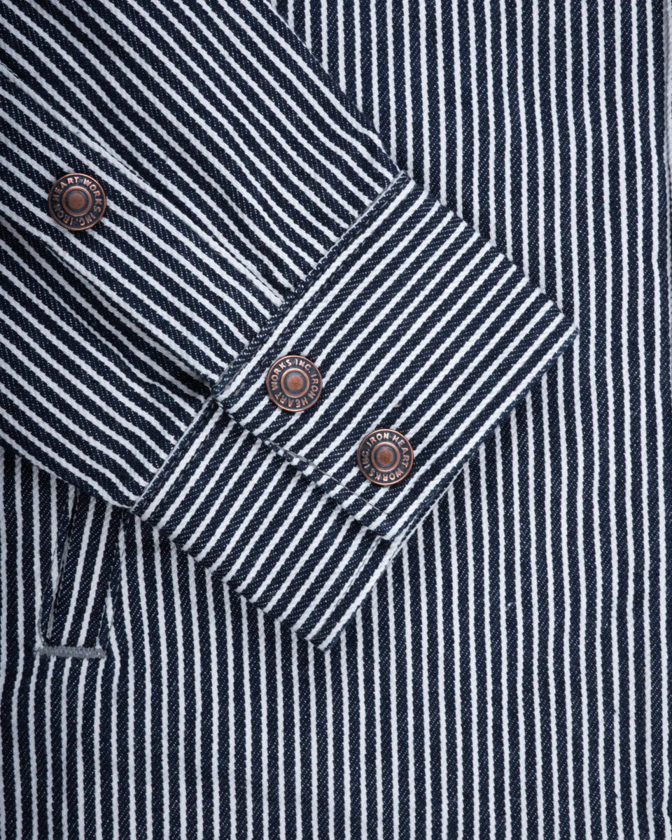 IHSH-421-IND 12oz Hickory Stripe CPO Shirt Indigo - 4