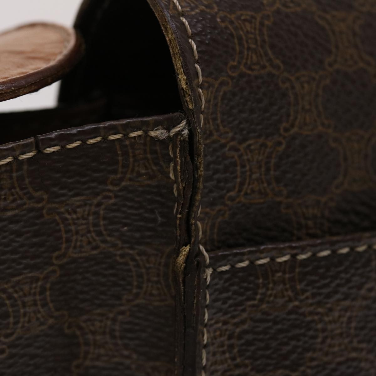 CELINE Macadam Canvas Shoulder Bag Pvc Leather Brown - 7