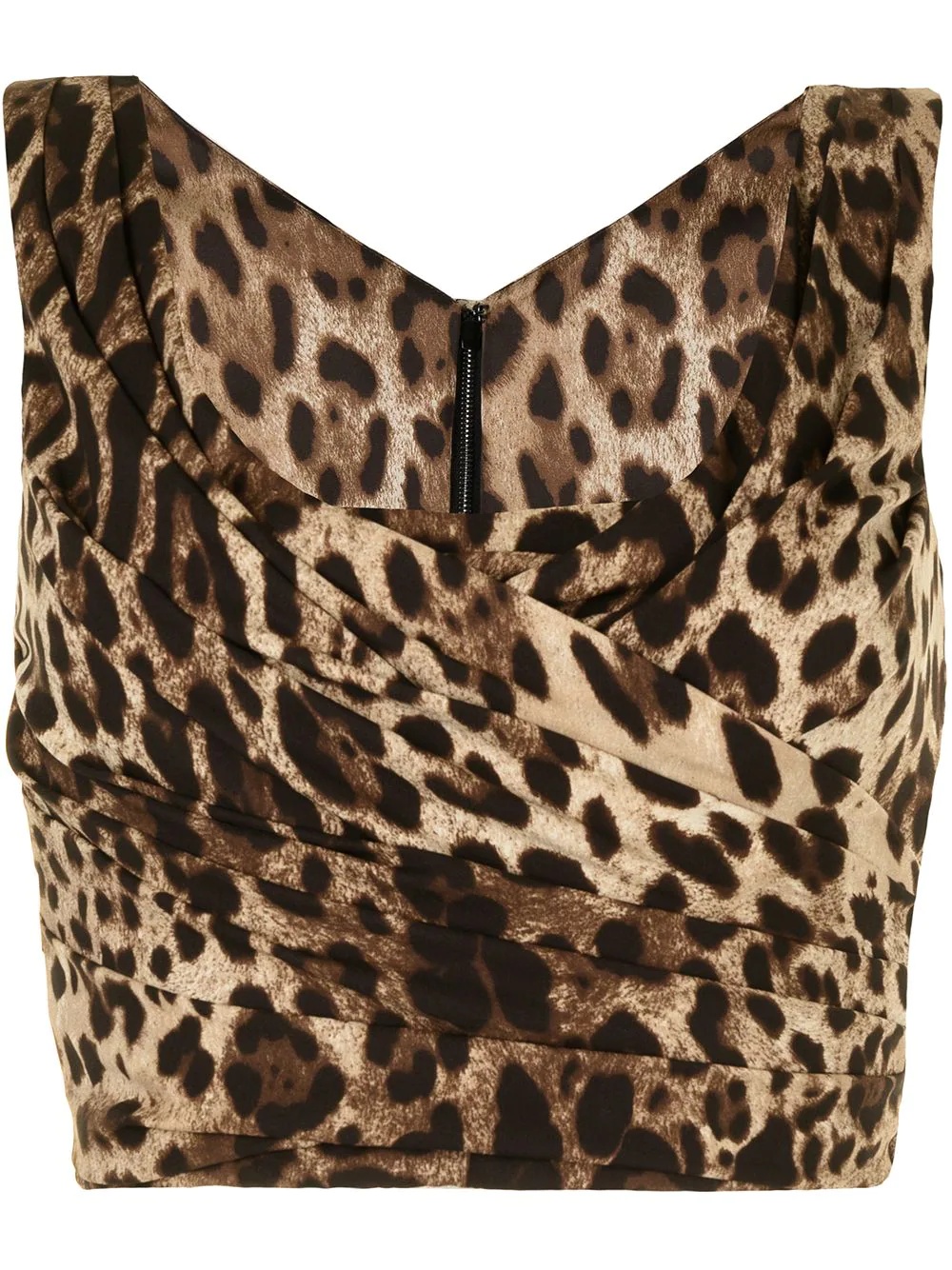 leopard-print draped crop top - 1