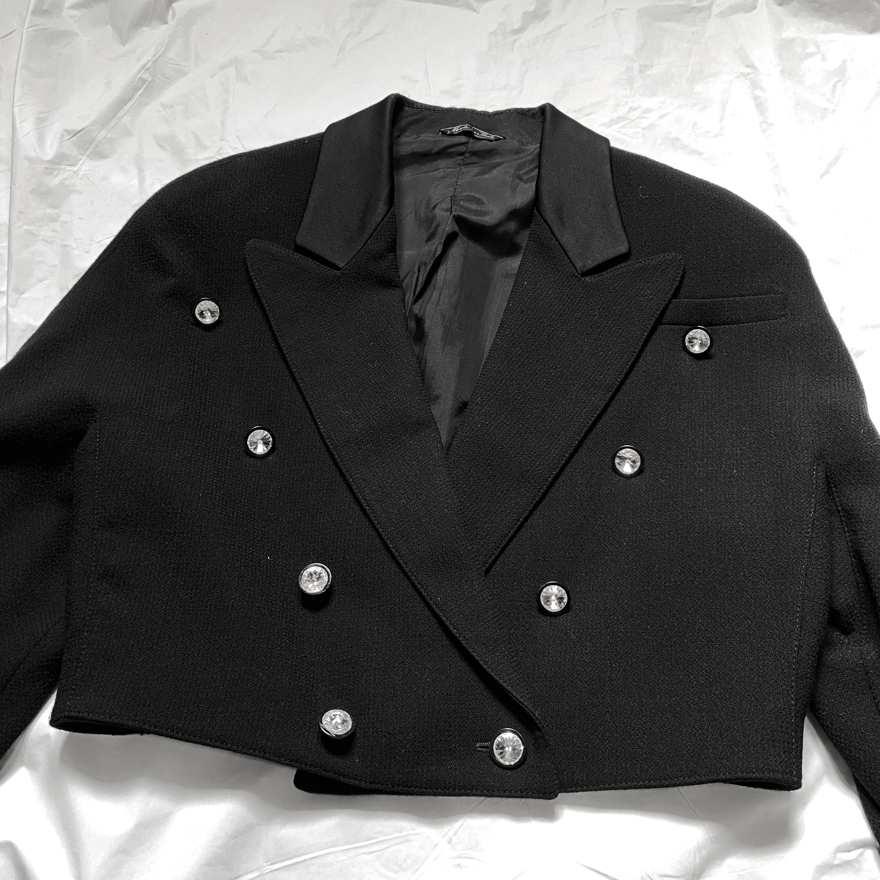 Gianni Versace 1987 fall cropped power shoulder wool silk blazer 40 - 7