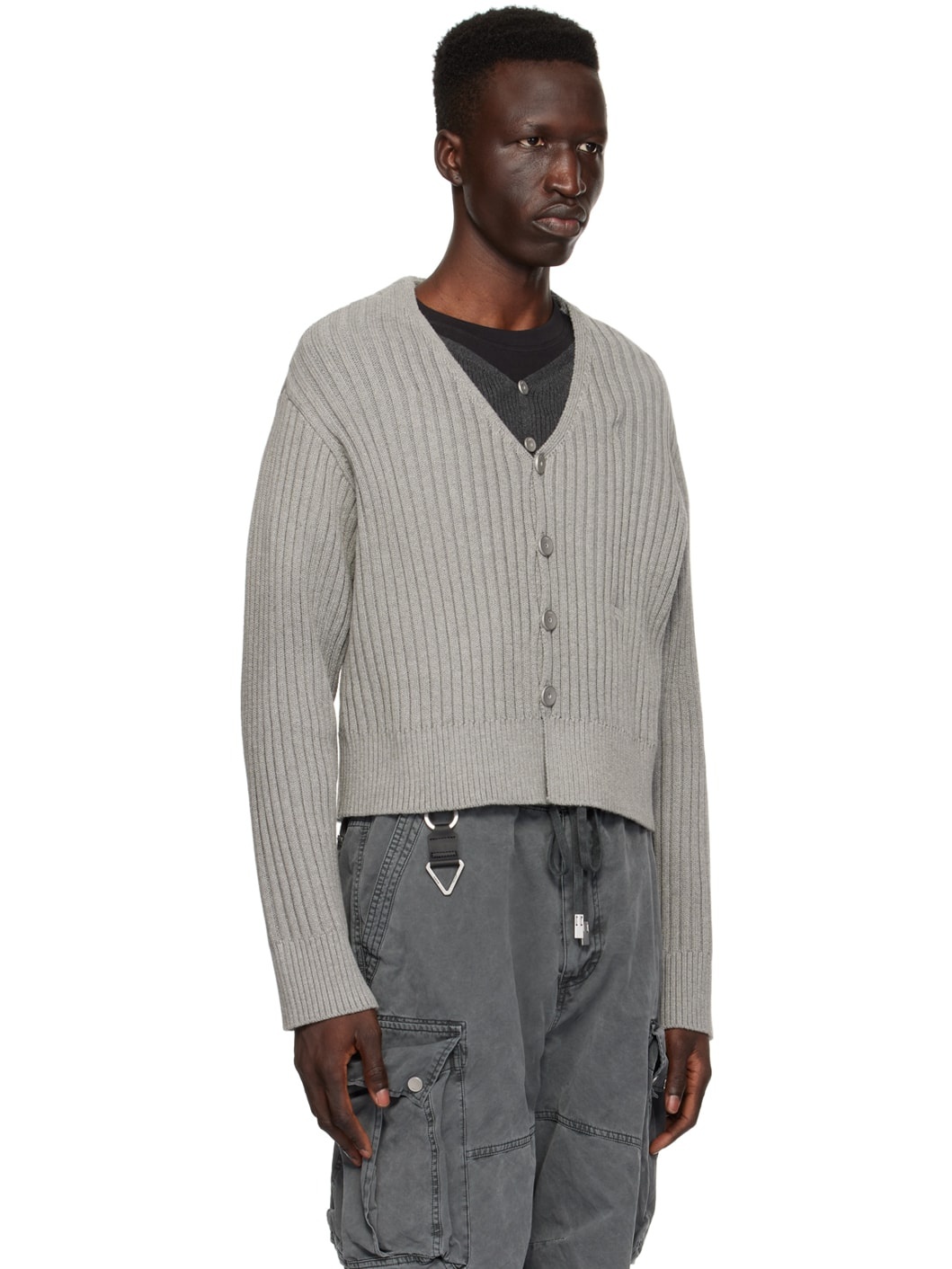 Gray Literary Layered Cardigan - 2