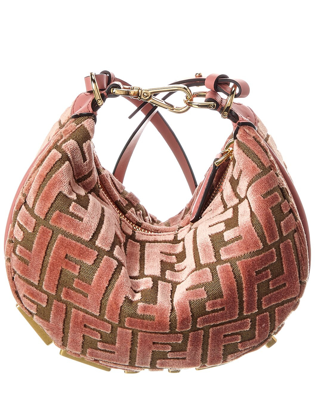 FENDI Fendigraphy Mini FF Jacquard Velvet & Leather Hobo Bag - 2