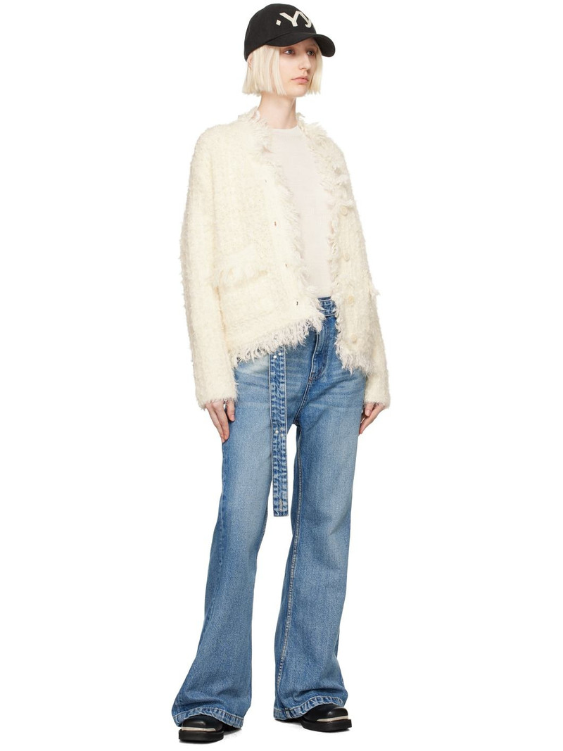 OPEN YY Off-White Y-Neck Cardigan outlook
