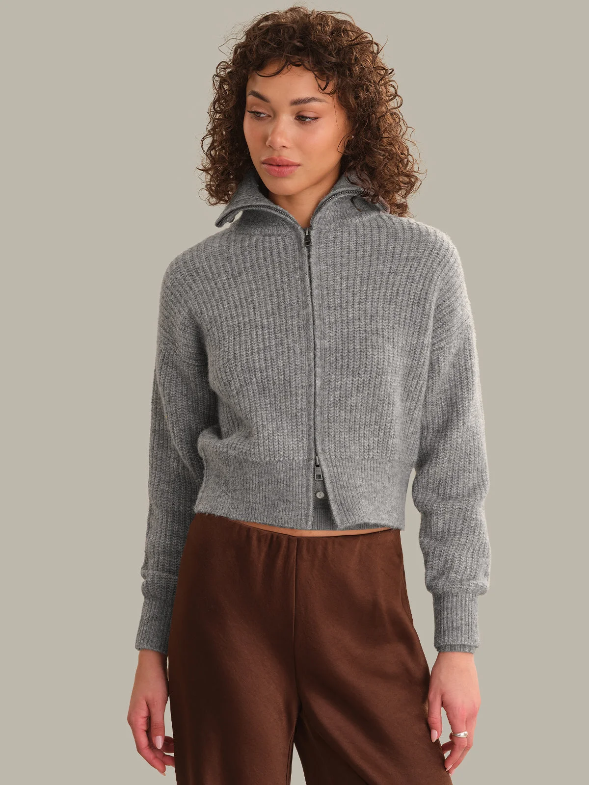 Wesley Cropped Zip Fuzzy Jacket - 1