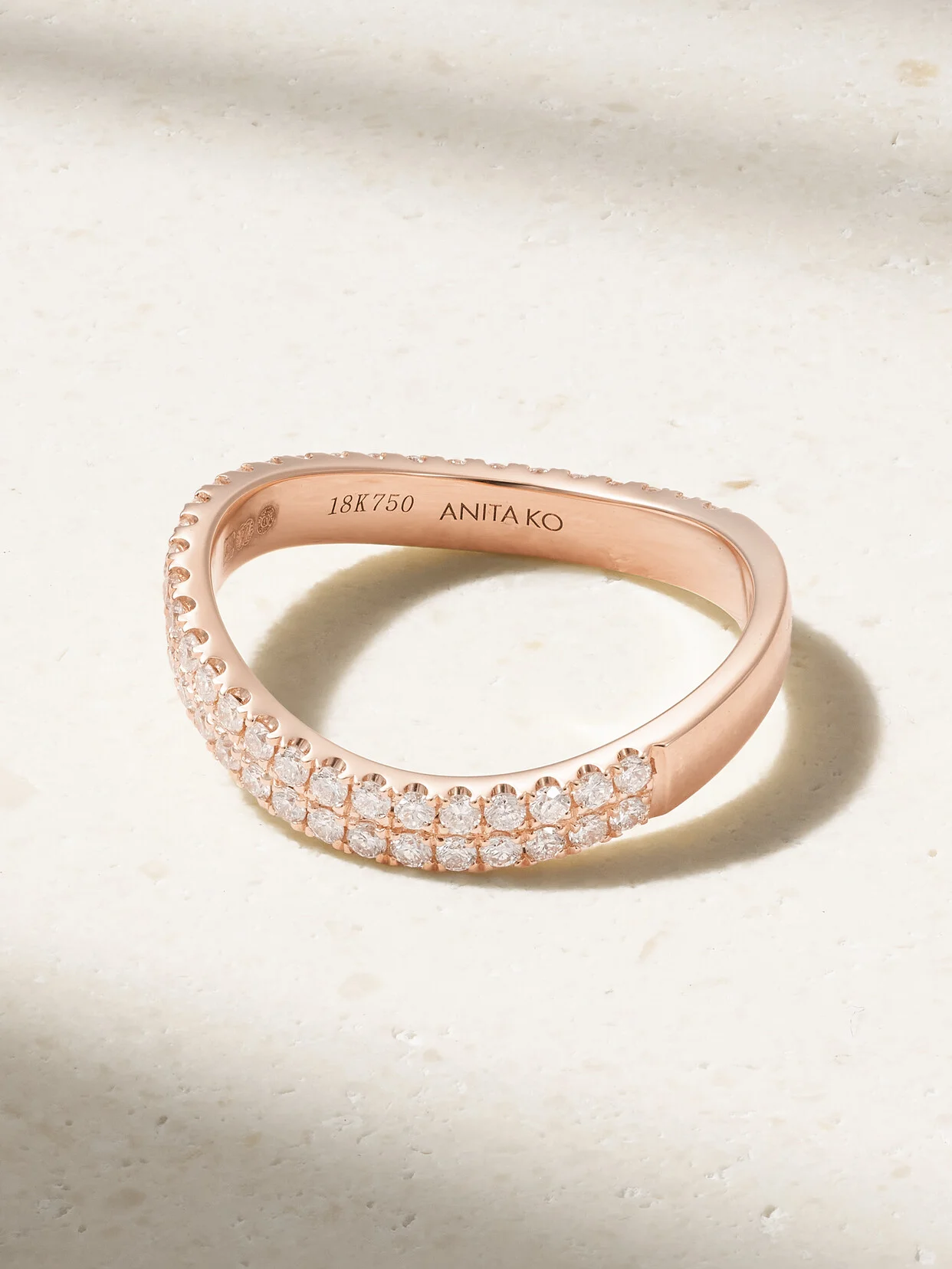 Curved 18-karat Rose Gold Diamond Ring - 1