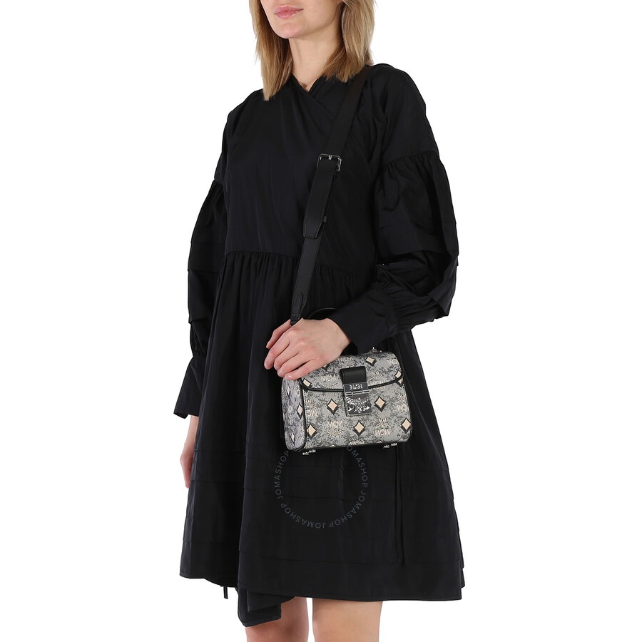 MCM Ladies Grey Satchel in Vintage Jacquard Monogram - 3