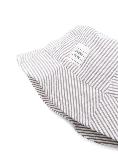 Thom Browne logo-patch striped bucket hat outlook