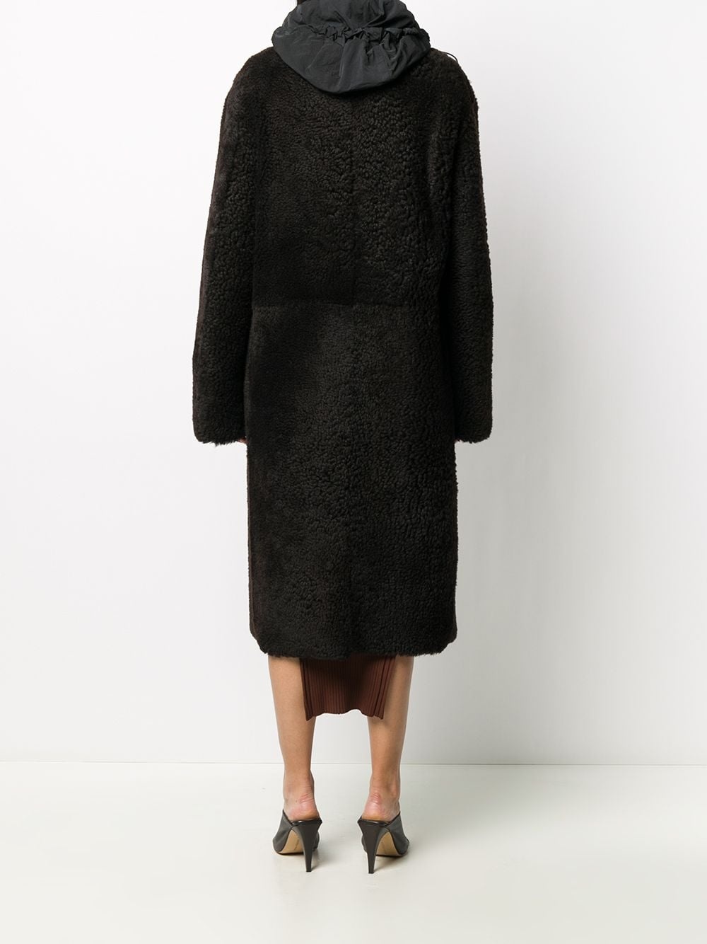 hooded shearling coat - 4