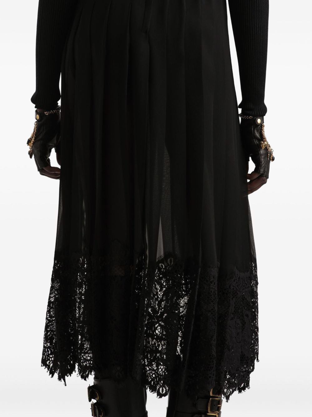 lace-trim midi skirt - 4
