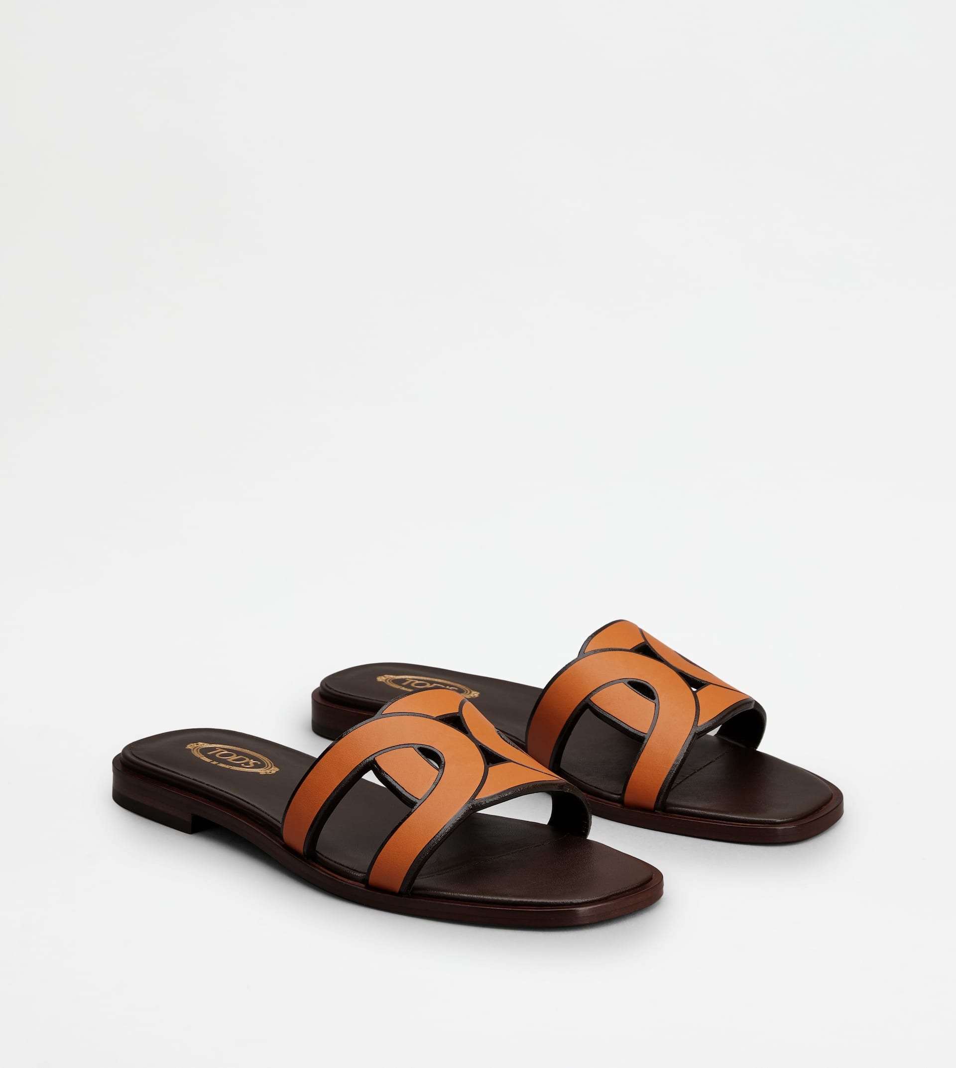 SANDALS IN LEATHER - ORANGE - 2