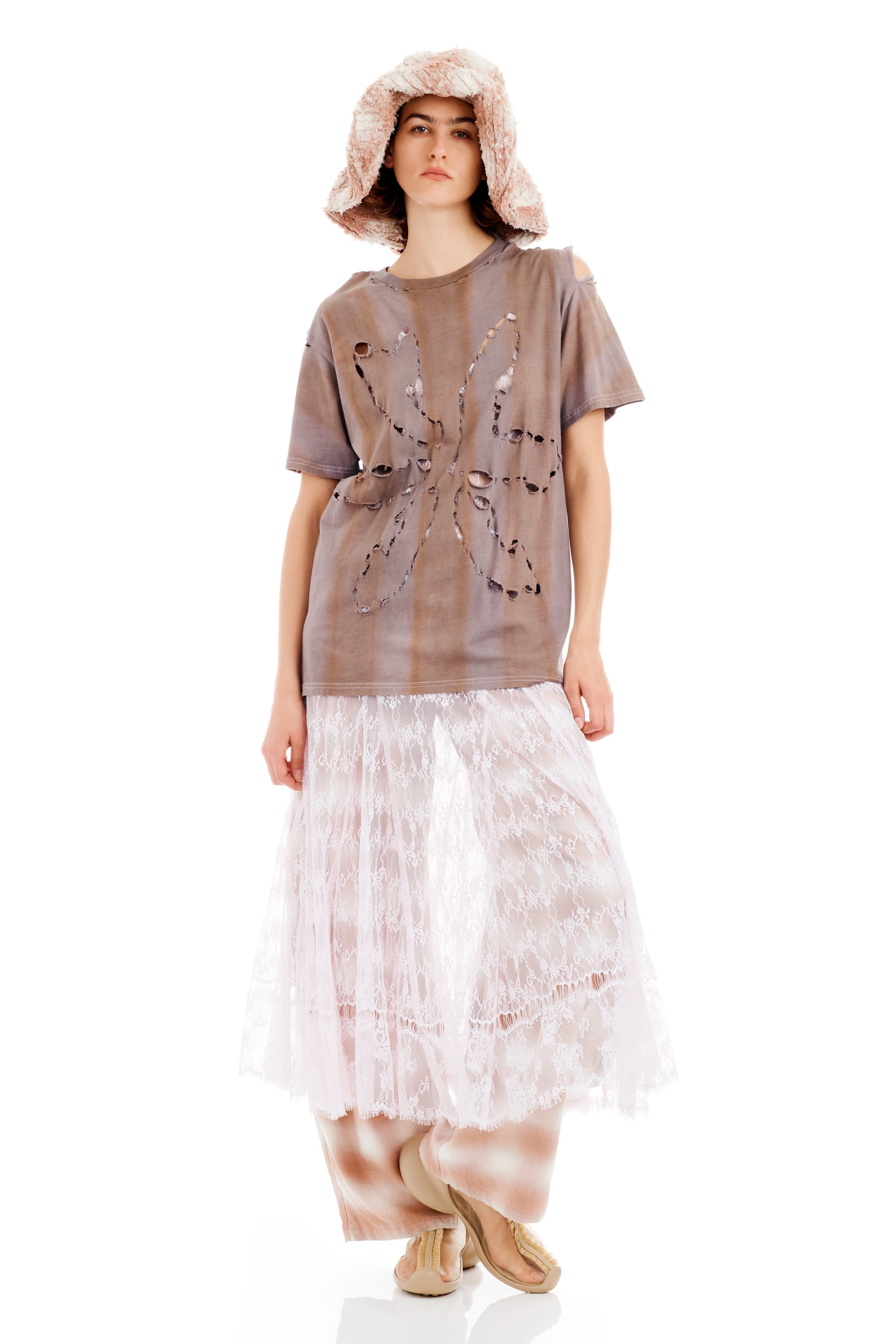 EARTH STRIPE REMNANT FLOWER TEE - 2