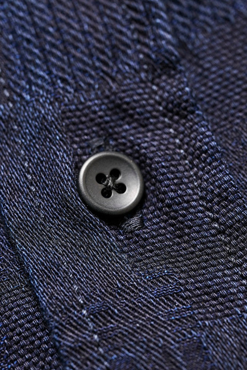 2239-ID Woven Jacquard BORO Patchwork Shirt - Double Indigo 5