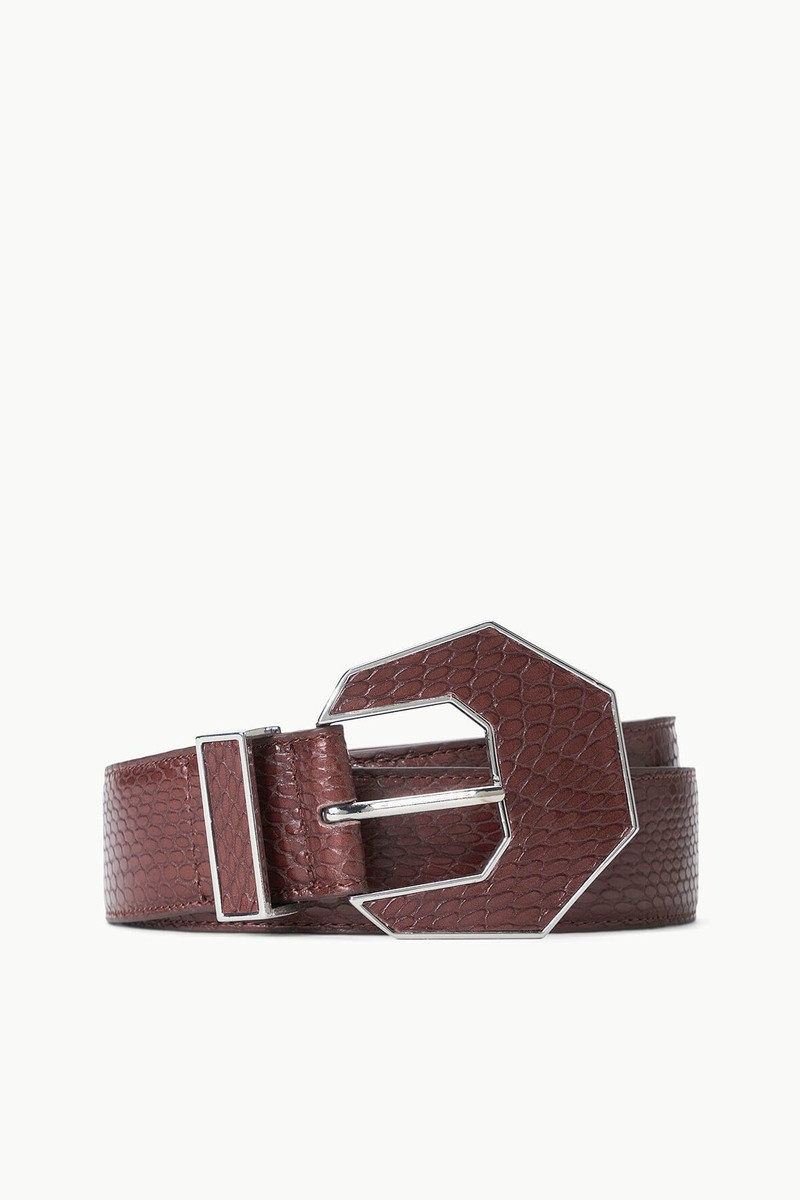 STAUD INLAY BUCKLE BELT - 38MM MAHOGANY 1