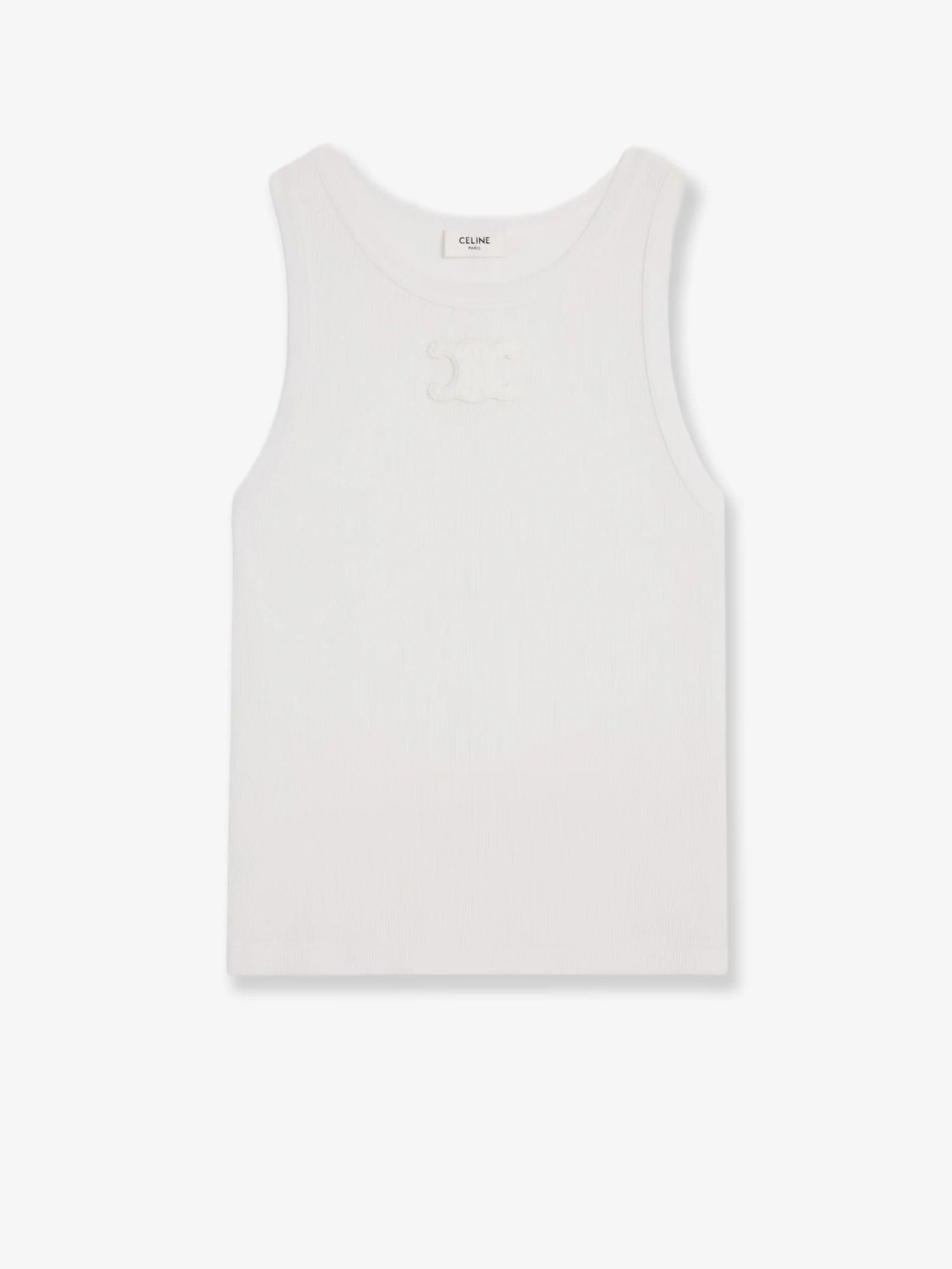 Celine Women Triomphe Ribbed Cotton Tank Top - 1