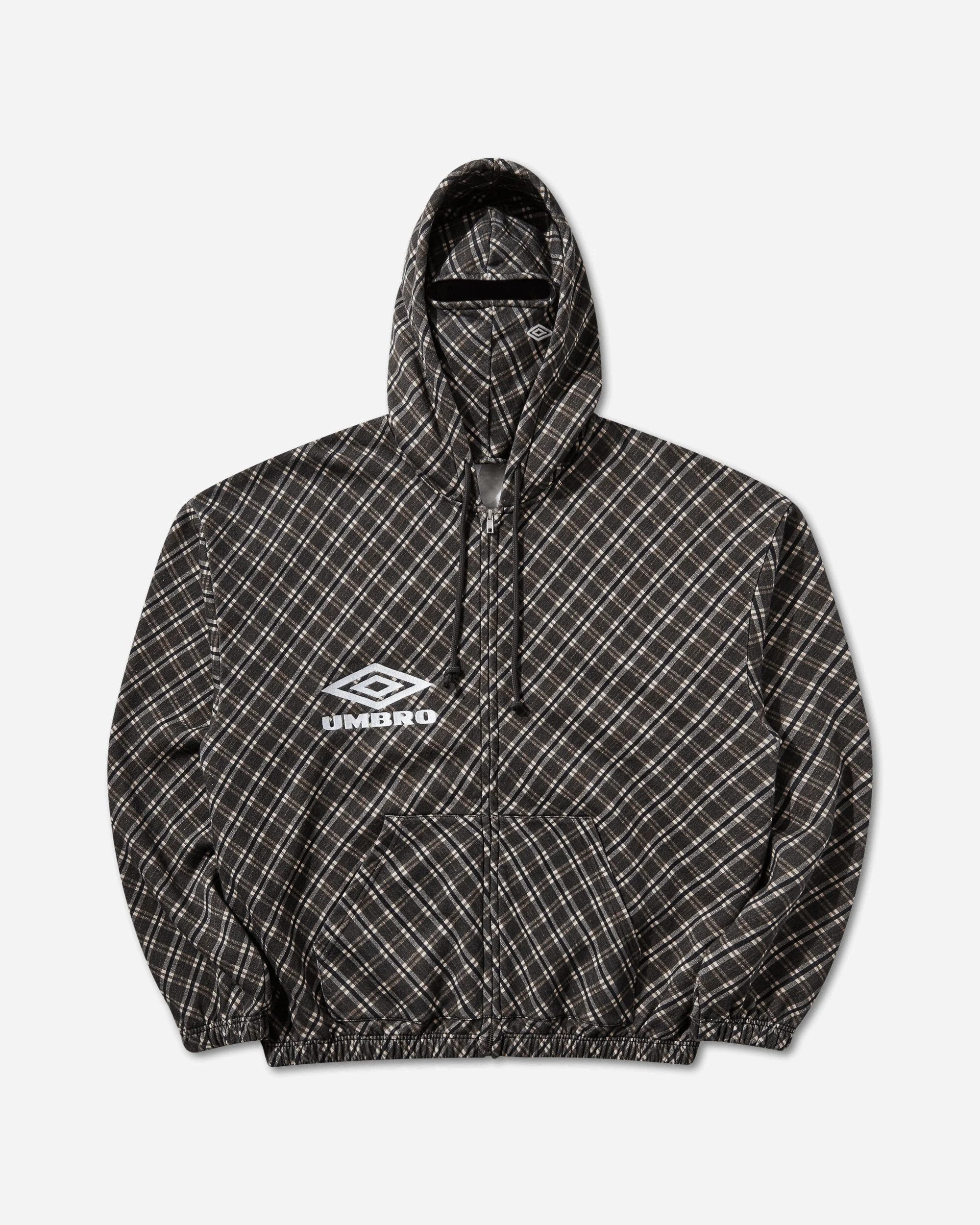 Plaid Masked Hoodie Brown - 1