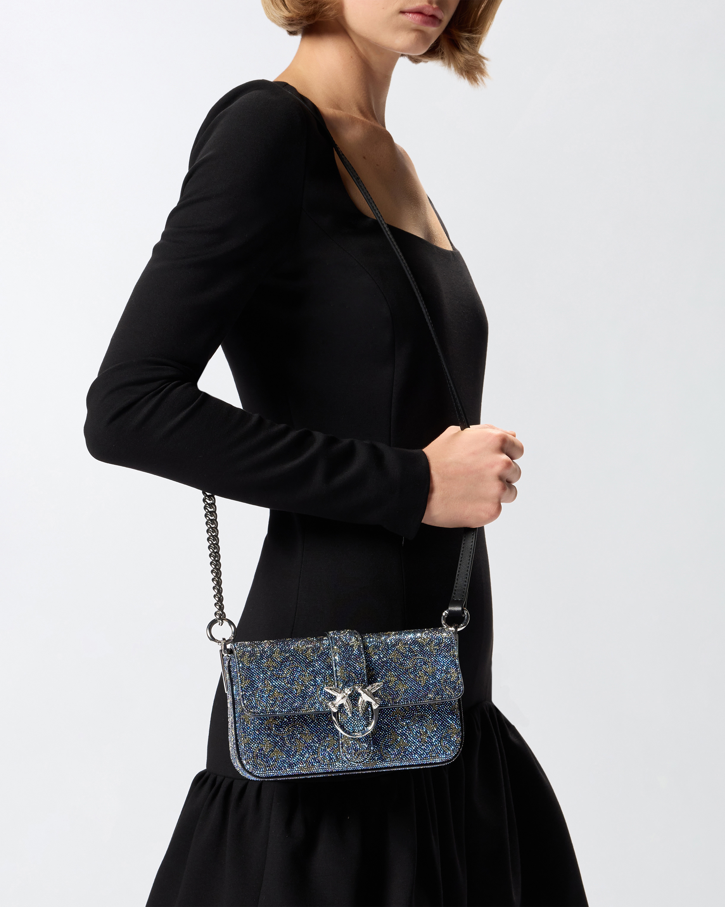 BABY SHOULDER BAG WITH RHINESTONE MONOGRAM - 5