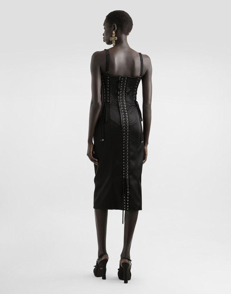 Strapless satin dress with corset details 3