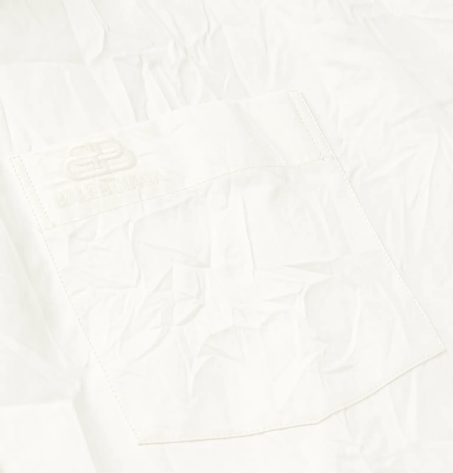 Cocoon Oversized Logo-Embroidered Crinkled Cotton-Poplin Shirt - 3