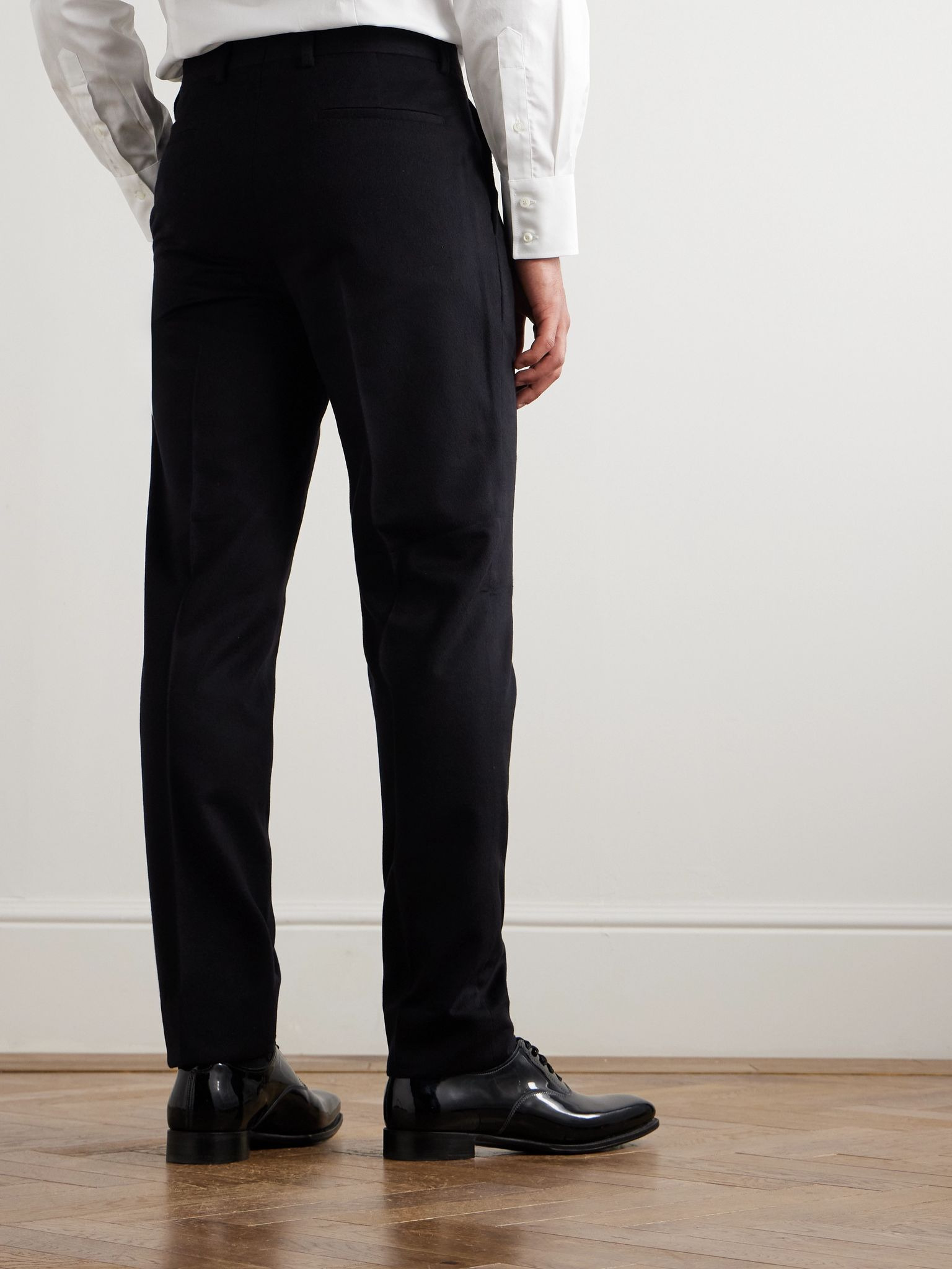 Straight-Leg Pleated Wool and Cashmere-Blend Flannel Suit Trousers Black - 4
