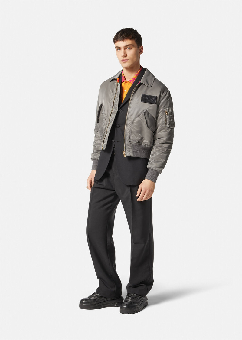 VERSACE Logo Patch Bomber Jacket outlook