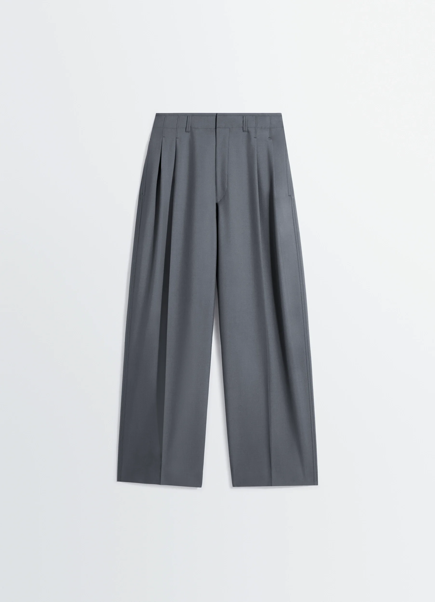 PLEATED TAILORED PANTS IN TROPICAL POLYWOOL - 1