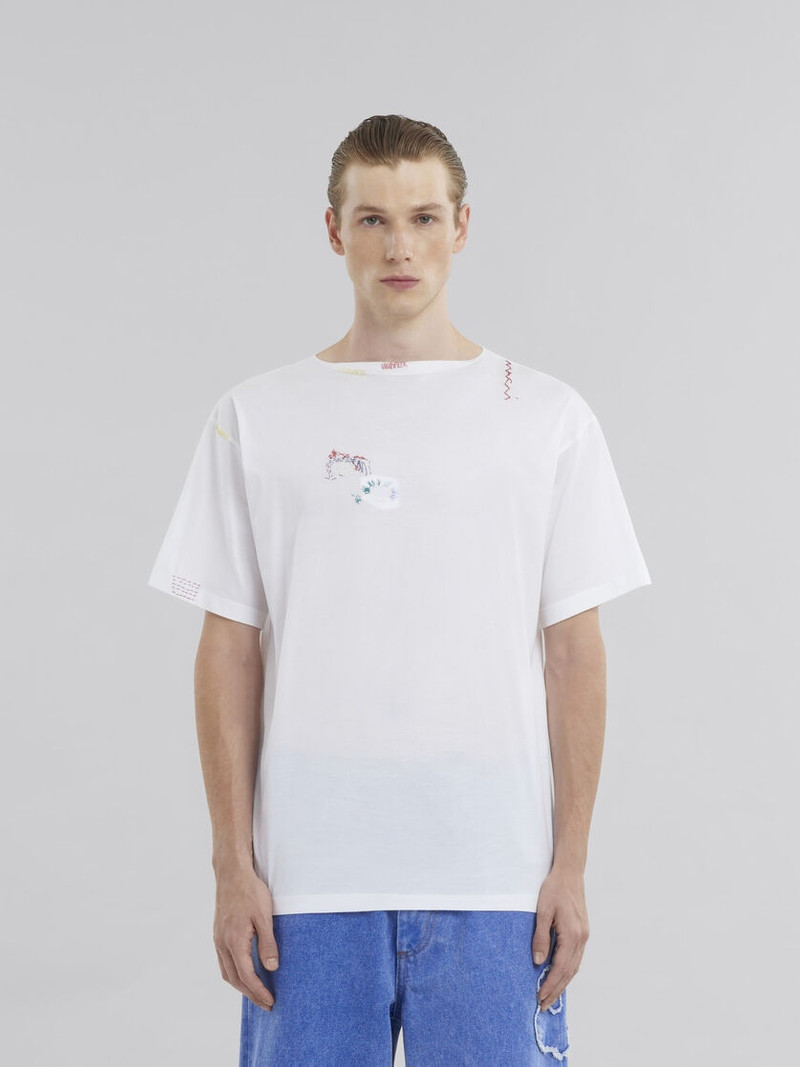 Marni WHITE ORGANIC COTTON T-SHIRT outlook