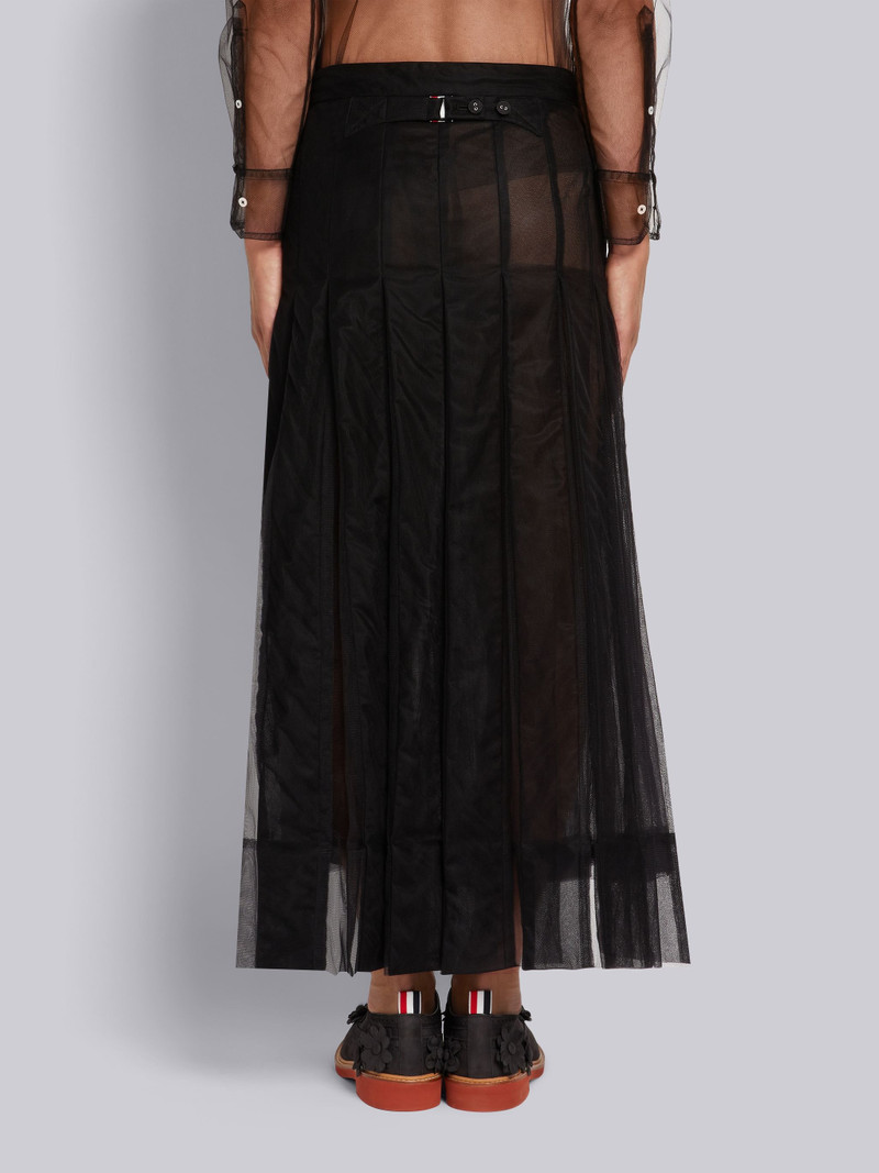 Black Soft Tulle Combo Pleat Insert Ankle Length Backstrap Pleated Skirt 3