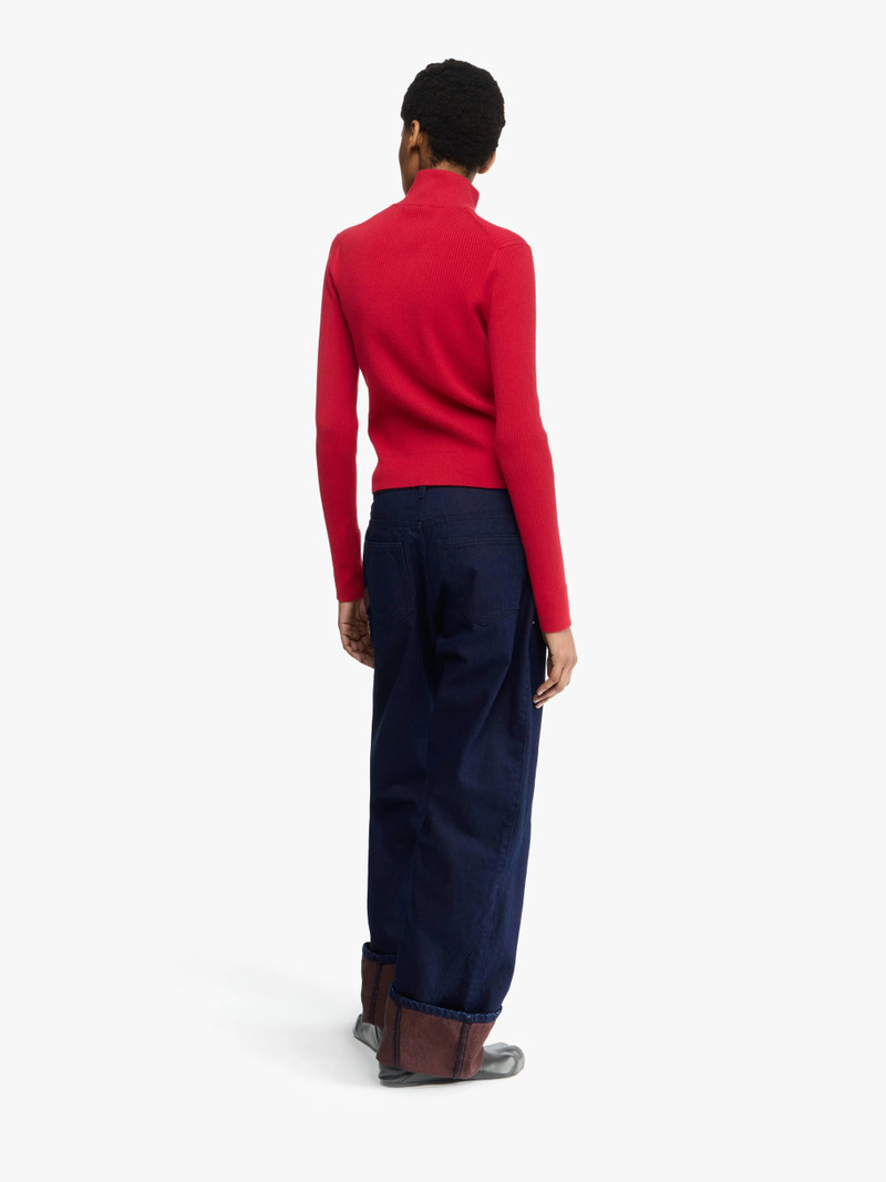 FITTED ZIP UP CARDIGAN - CRIMSON RED 3