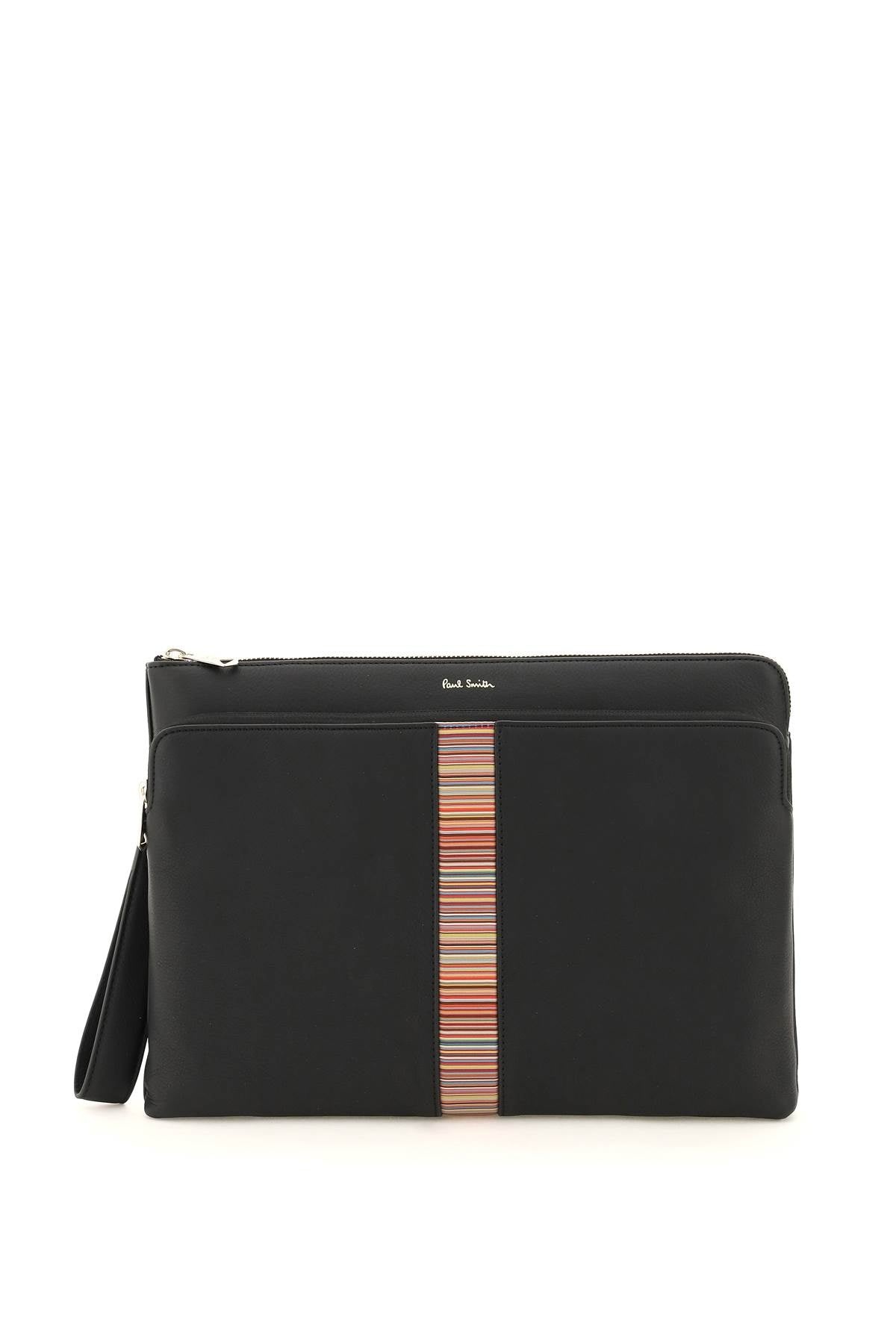 Signture Stripe Leather Pouch - 1